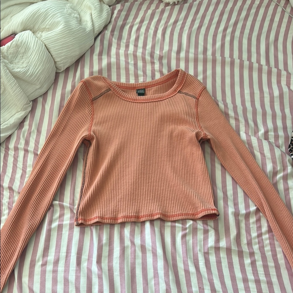 Wild Fable Ribbed Peach Long Sleeve Top